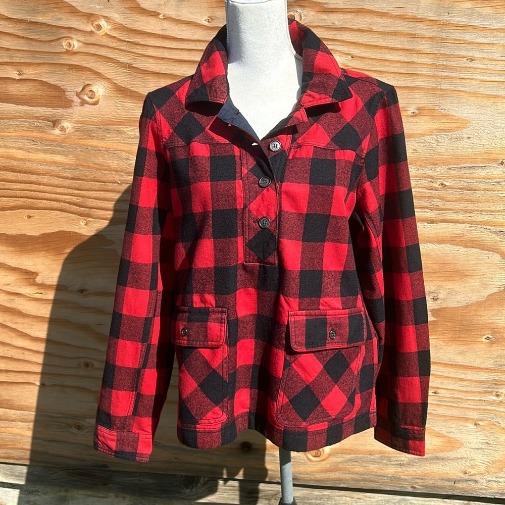 👉Sold👈J.Crew Buffalo Plaid Wool Blend Pullover - Picture 2 of 11